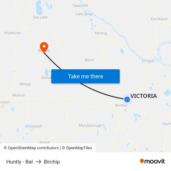 Huntly - Bal to Birchip map