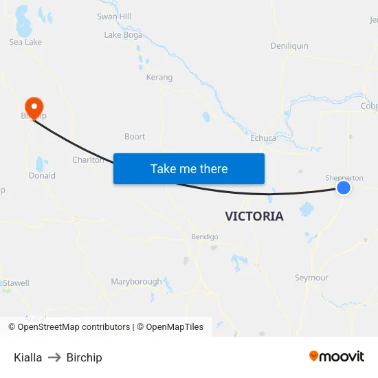 Kialla to Birchip map
