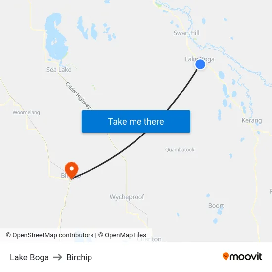 Lake Boga to Birchip map