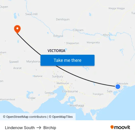 Lindenow South to Birchip map