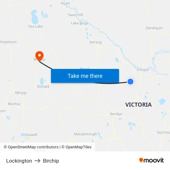 Lockington to Birchip map