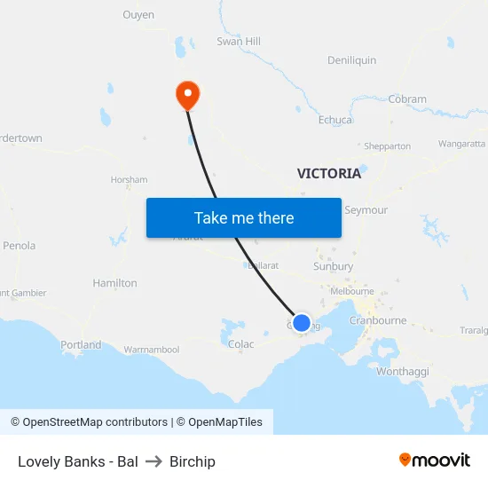 Lovely Banks - Bal to Birchip map