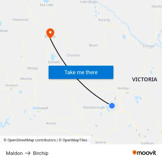 Maldon to Birchip map