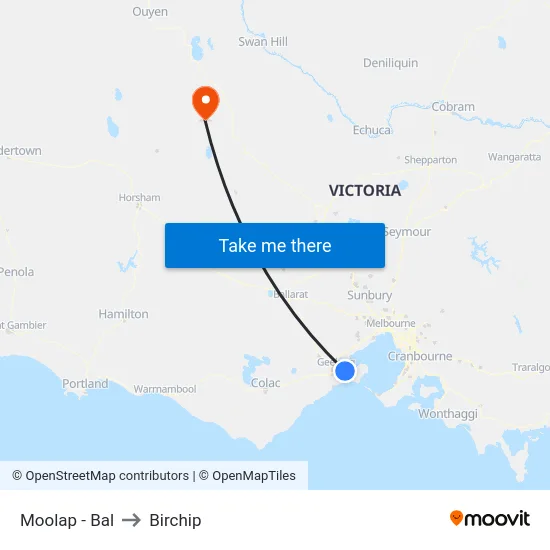 Moolap - Bal to Birchip map