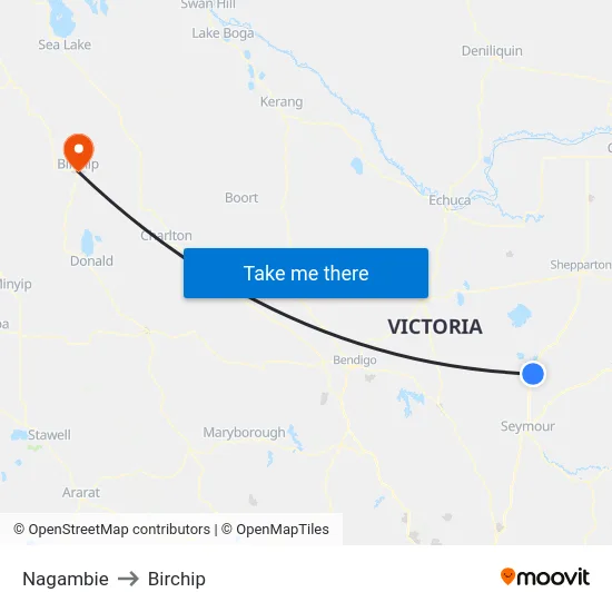 Nagambie to Birchip map