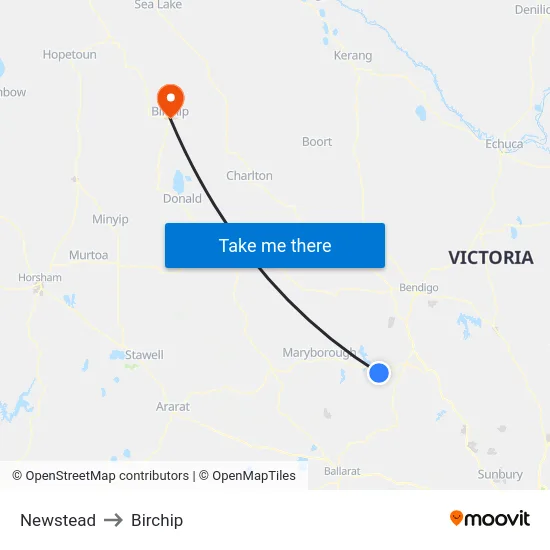 Newstead to Birchip map