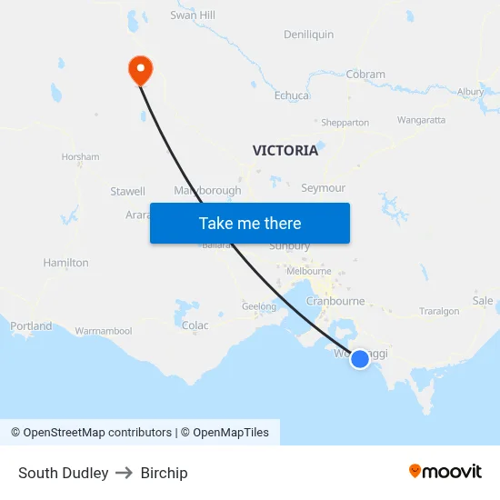 South Dudley to Birchip map