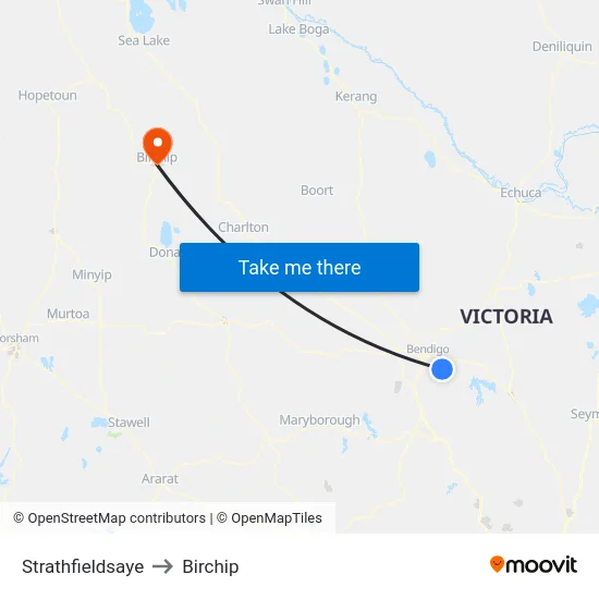 Strathfieldsaye to Birchip map