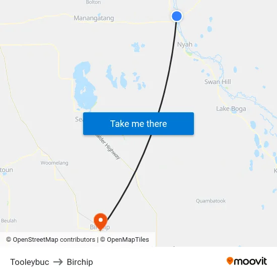 Tooleybuc to Birchip map