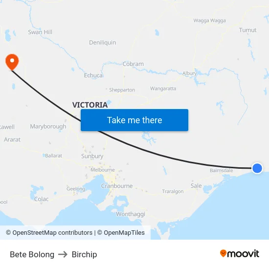 Bete Bolong to Birchip map