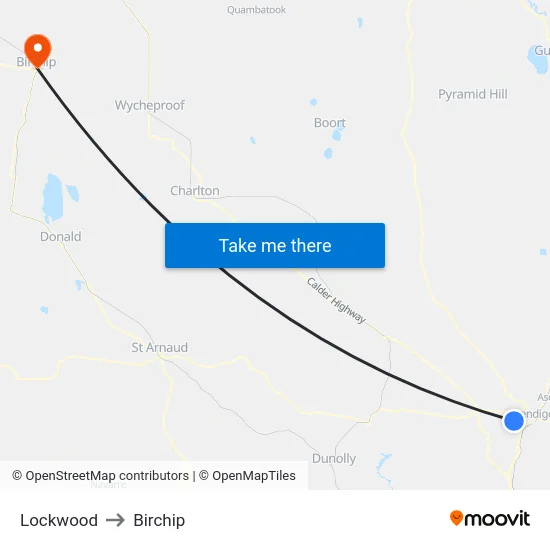 Lockwood to Birchip map