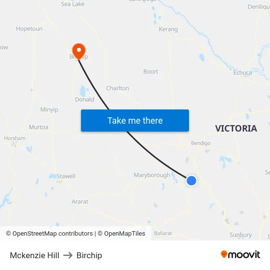 Mckenzie Hill to Birchip map