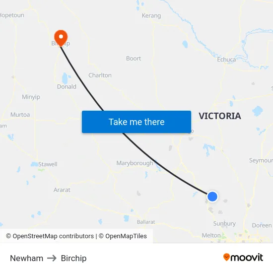 Newham to Birchip map