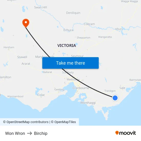 Won Wron to Birchip map