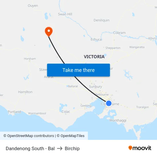 Dandenong South - Bal to Birchip map