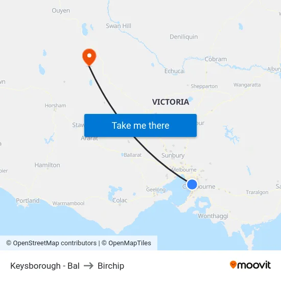 Keysborough - Bal to Birchip map