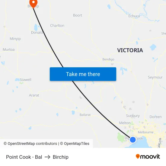 Point Cook - Bal to Birchip map