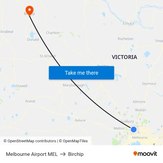 Melbourne Airport MEL to Birchip map