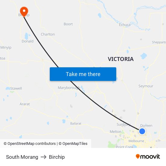 South Morang to Birchip map