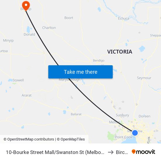 10-Bourke Street Mall/Swanston St (Melbourne City) to Birchip map