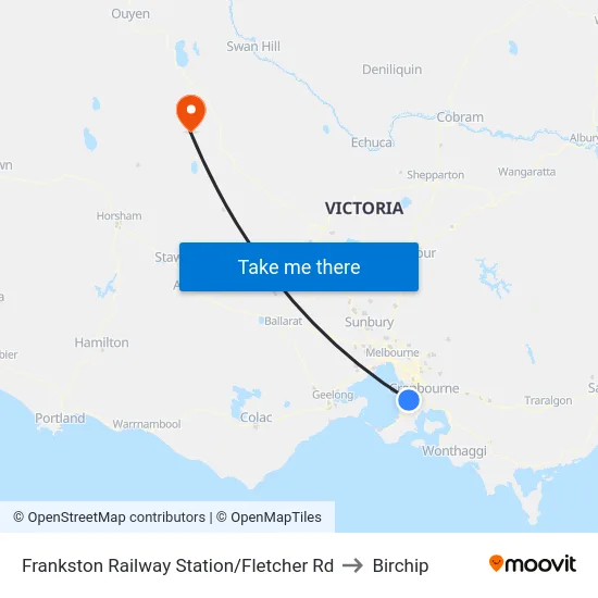 Frankston Railway Station/Fletcher Rd to Birchip map
