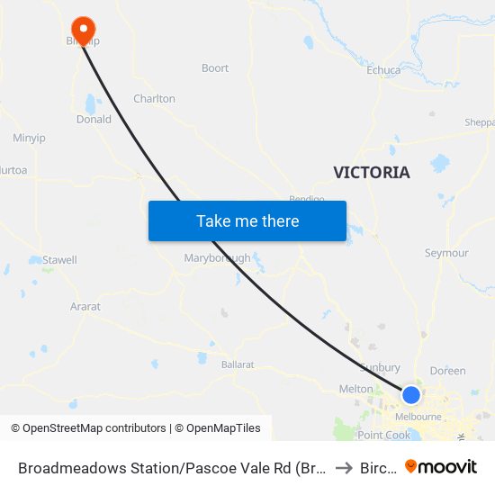 Broadmeadows Station/Pascoe Vale Rd (Broadmeadows) to Birchip map