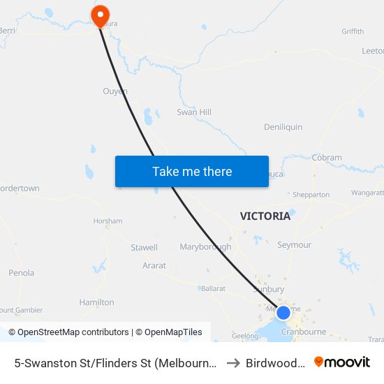 5-Swanston St/Flinders St (Melbourne City) to Birdwoodton map