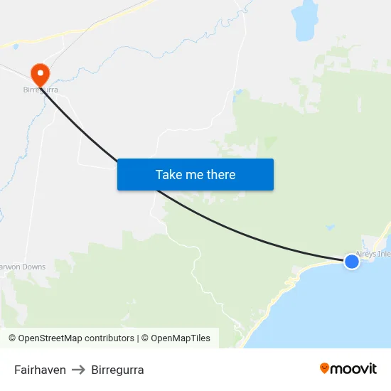 Fairhaven to Birregurra map