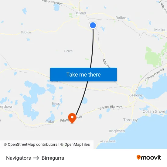 Navigators to Birregurra map