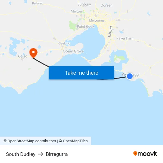 South Dudley to Birregurra map