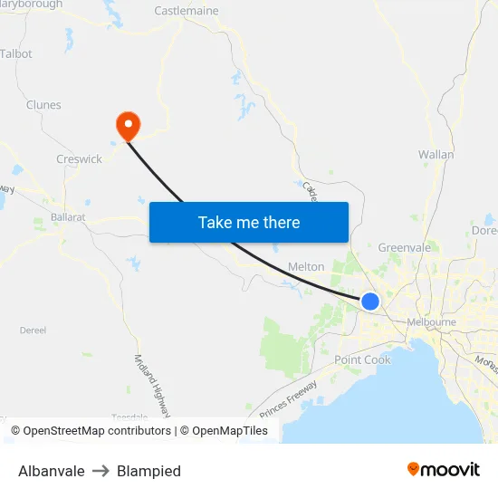 Albanvale to Blampied map