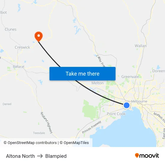 Altona North to Blampied map