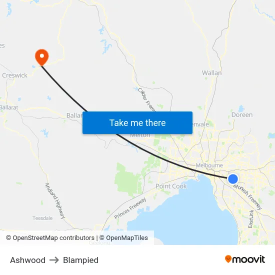 Ashwood to Blampied map
