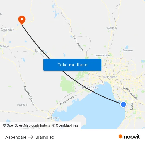 Aspendale to Blampied map