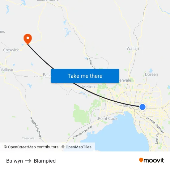 Balwyn to Blampied map