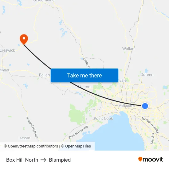 Box Hill North to Blampied map