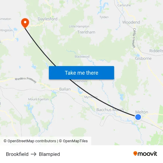 Brookfield to Blampied map