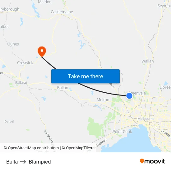 Bulla to Blampied map