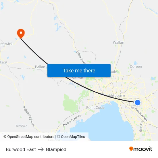 Burwood East to Blampied map