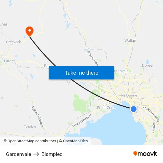Gardenvale to Blampied map