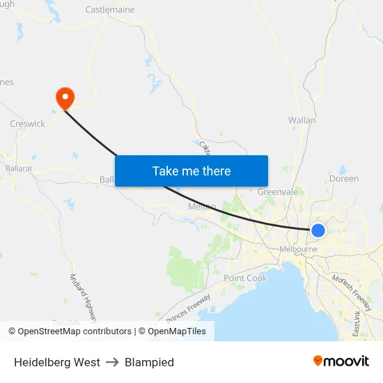 Heidelberg West to Blampied map