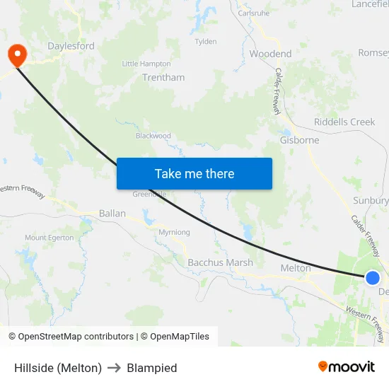 Hillside (Melton) to Blampied map