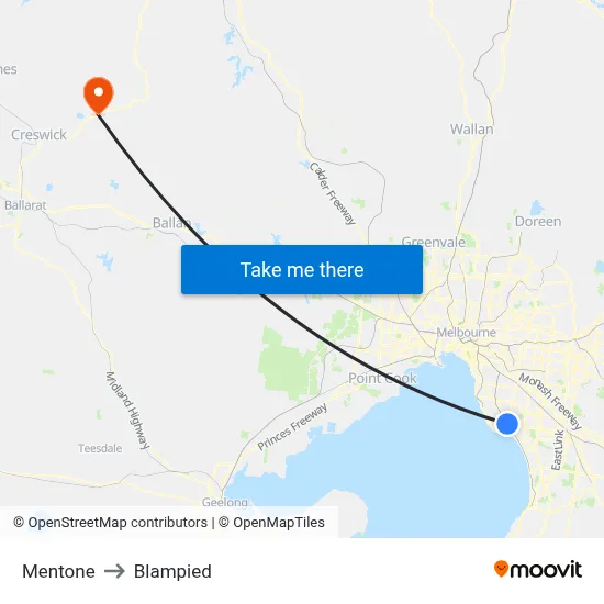 Mentone to Blampied map
