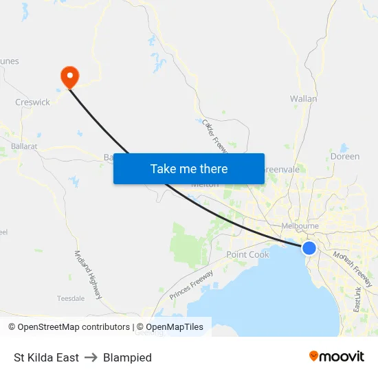St Kilda East to Blampied map