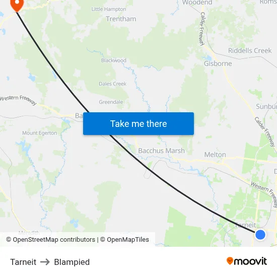 Tarneit to Blampied map
