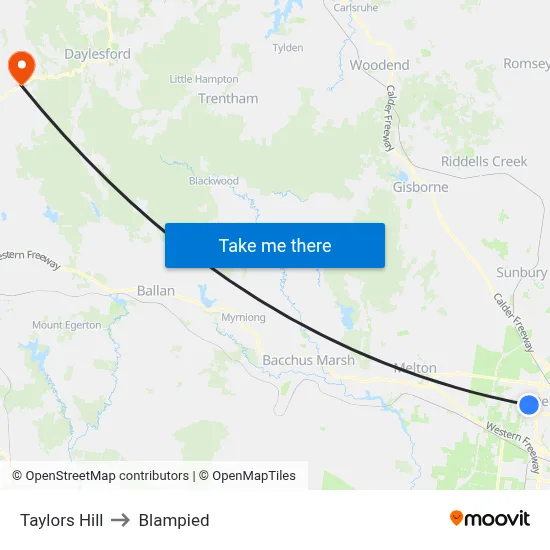 Taylors Hill to Blampied map