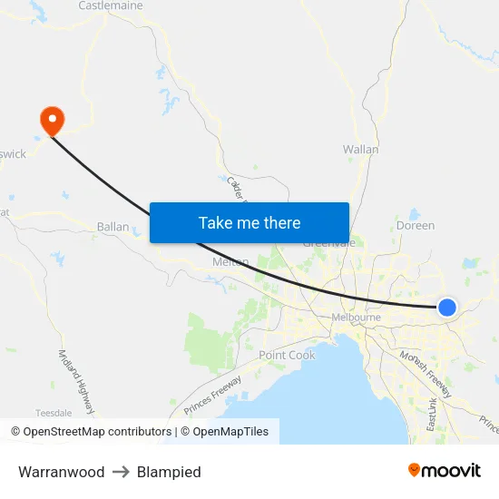 Warranwood to Blampied map