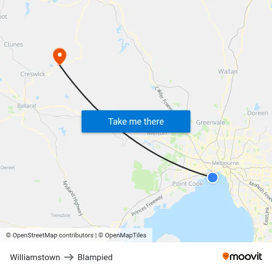 Williamstown to Blampied map