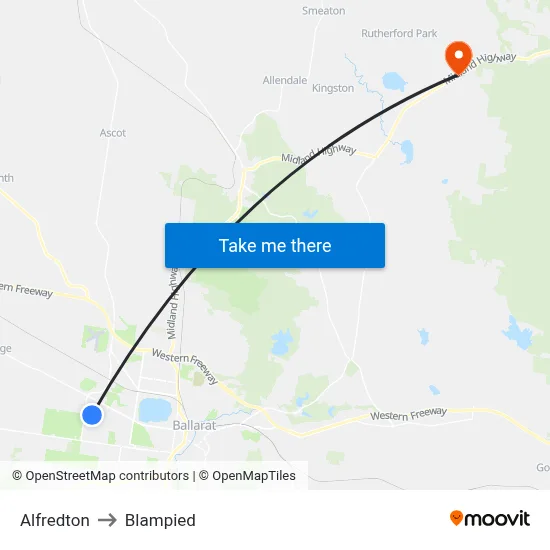 Alfredton to Blampied map