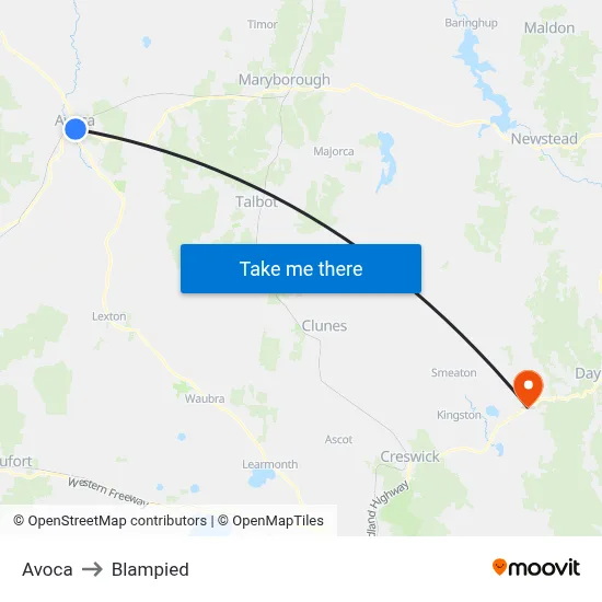 Avoca to Blampied map